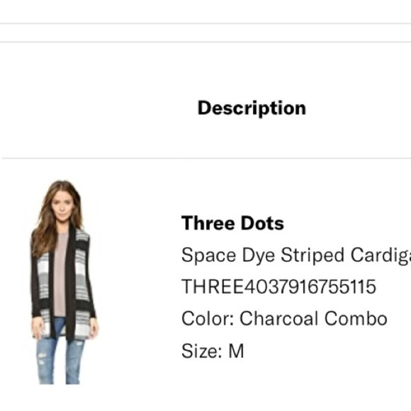 Three Dots Space Dye Striped Cardigan, Shades Of Gray - Picture 9 of 9